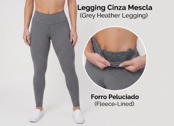 Calça Legging Térmica Peluciada Cós Alto P ao G3