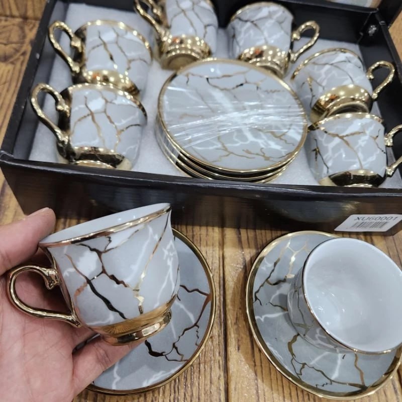 Kit 12 Xícaras de Café de Cerâmica em Porcelana