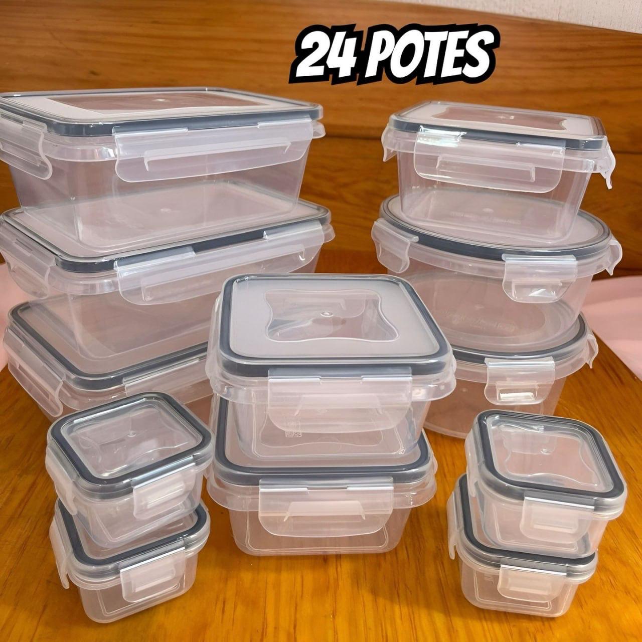 Conjunto 24 Potes Herméticos Croix Empilhável com Tampa e Trava