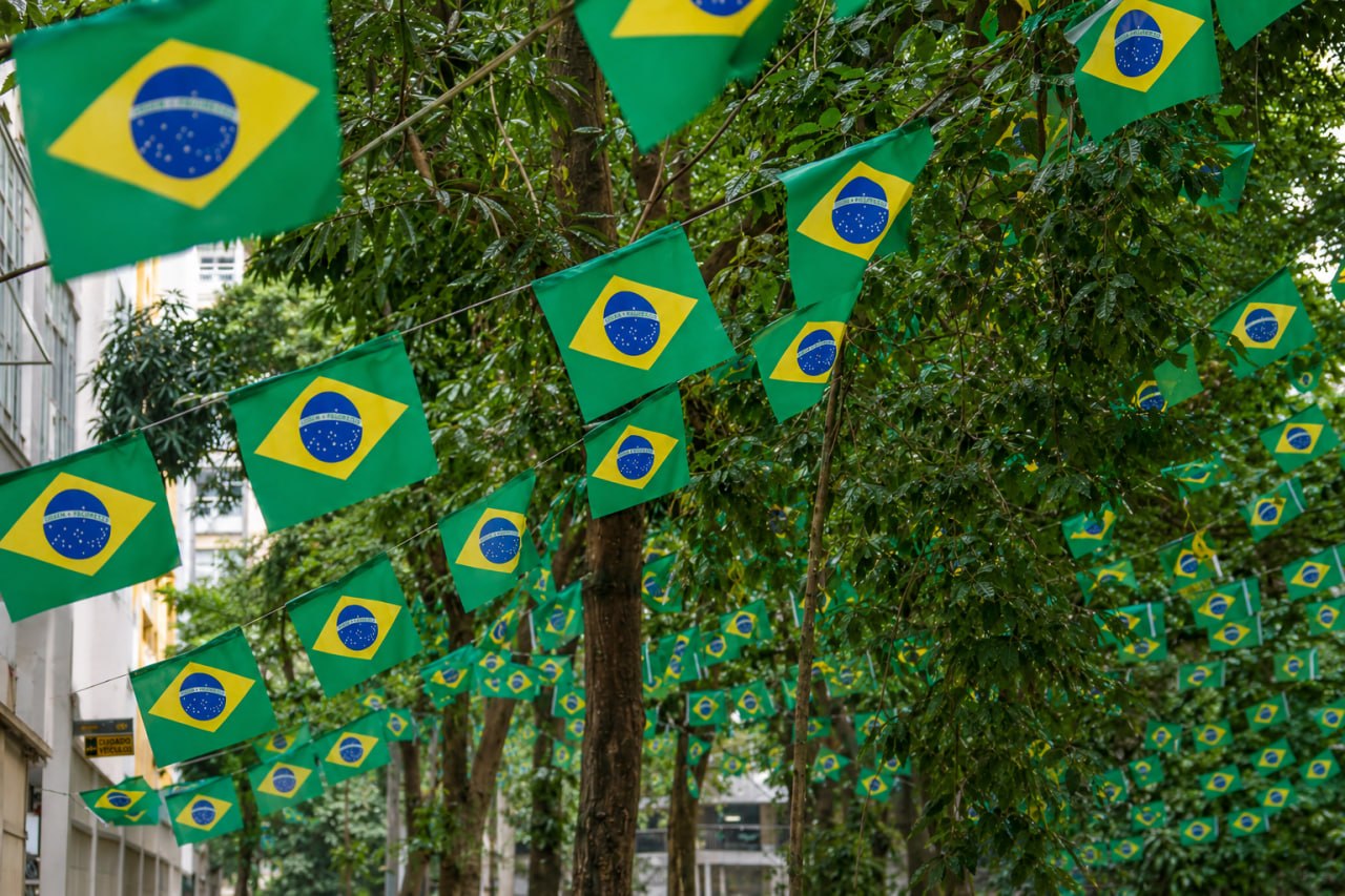 Varal de Bandeirolas Bandeira do Brasil Poliéster 3m
