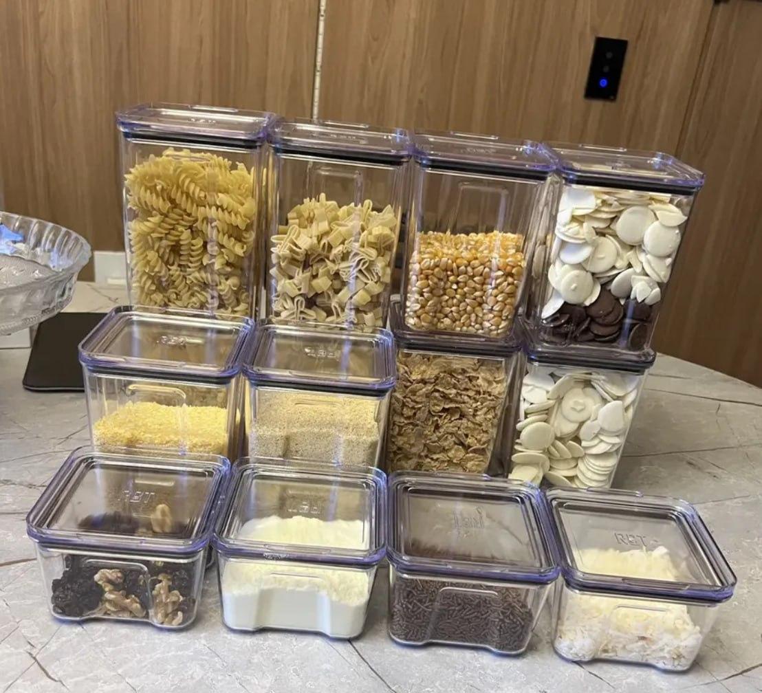 Kit 12 Pote Herméticos Empilháveis Porta Mantimento Cozinha