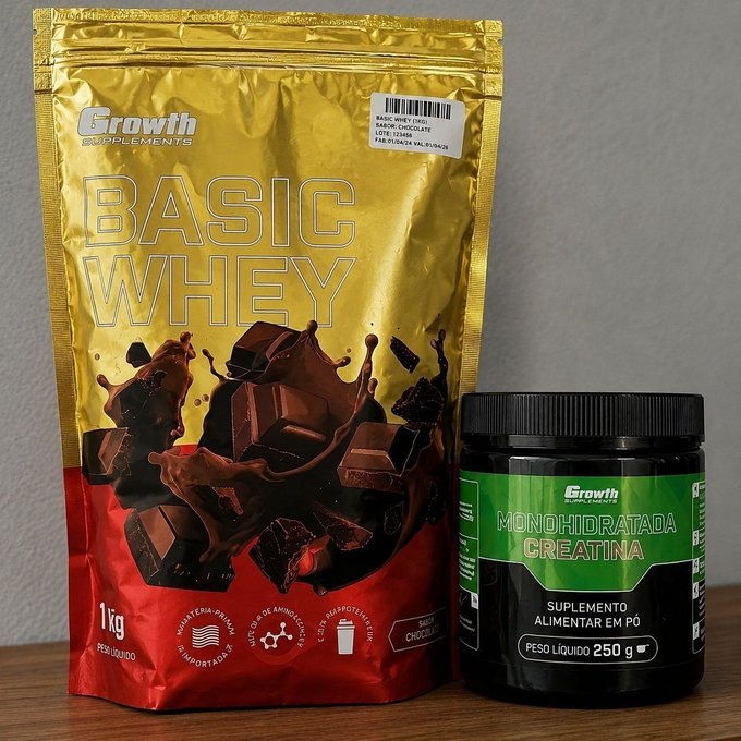 Kit Growth Whey Protein Basic 1kg + Creatina 250g