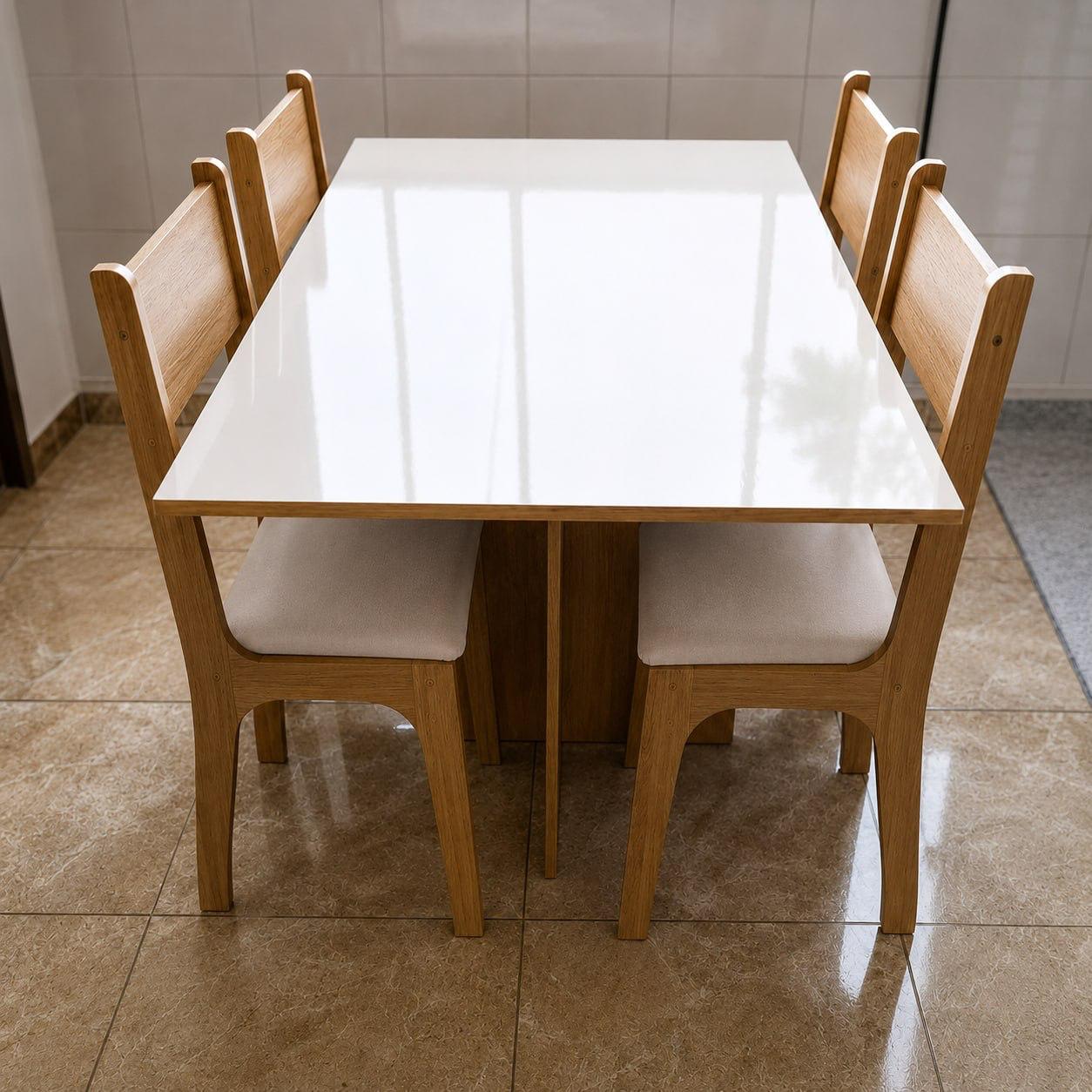 Conjunto Sala de Jantar Mesa com 4 Cadeiras Amanda Mel