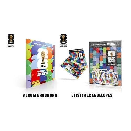 Kit Álbum Brochura + 12 Envelopes Figurinhas Copa do Mundo 2026