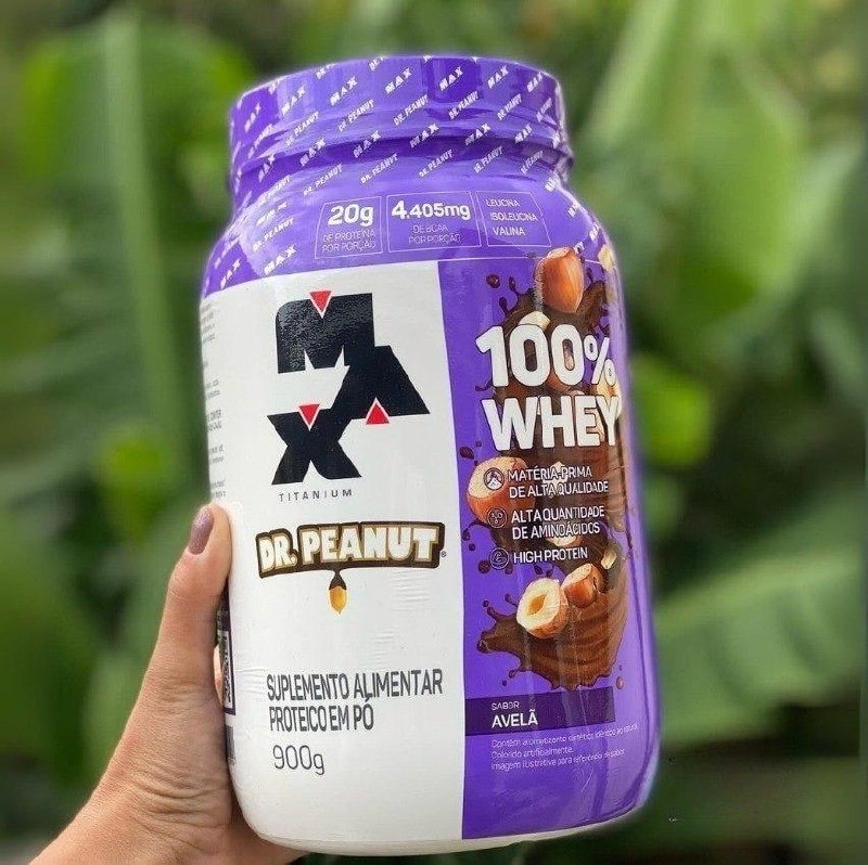 100% Whey Max Titanium Dr. Peanut 900g Avelã