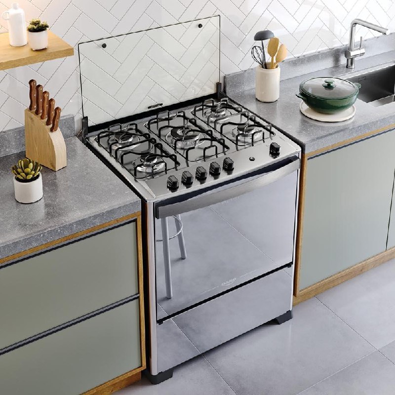 Fogão 5 Bocas Espelhado com Mesa Inox Dako Magister