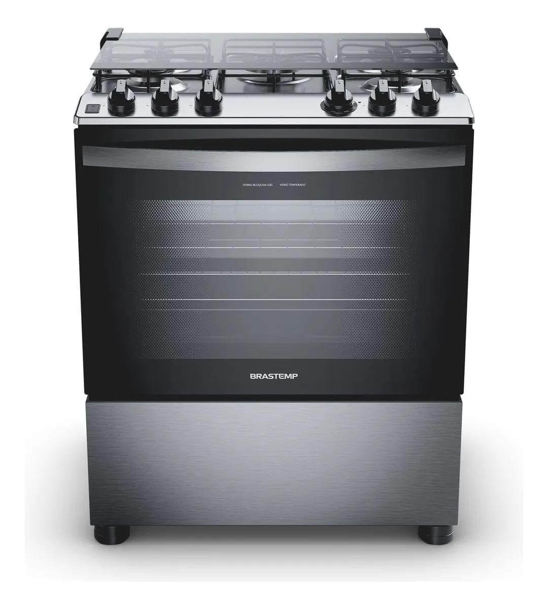 Fogão Brastemp 5 Bocas Inox com Turbo Chama e Grill 96L