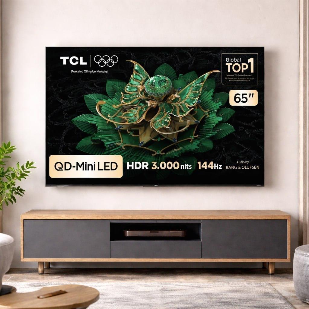 Smart TV 65" TCL 4K QD-MINI LED até 144Hz (C7K)