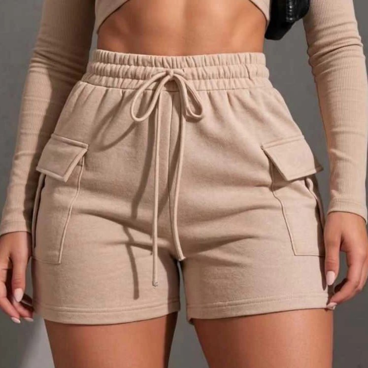 Short Cargo Moletom Cintura Alta