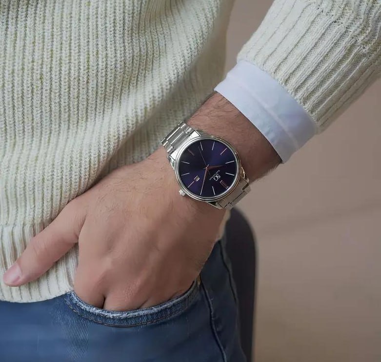 Relógio Masculino Clássico Pulseira Prata Bisel Prateado