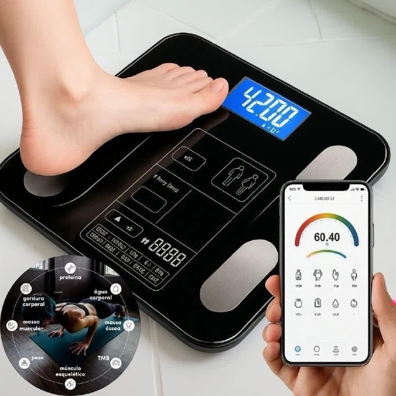 Balança Digital Bioimpedância 180kg Smart Com Aplicativo