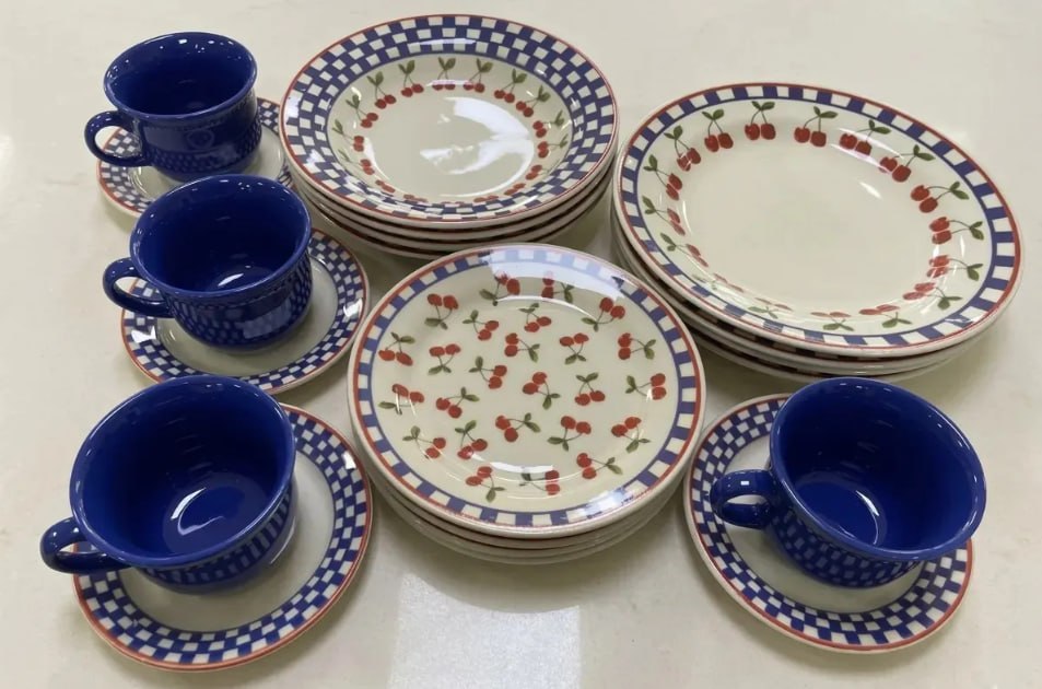 Aparelho de Jantar 20 Peças Biona Donna Jardim de Cerejas