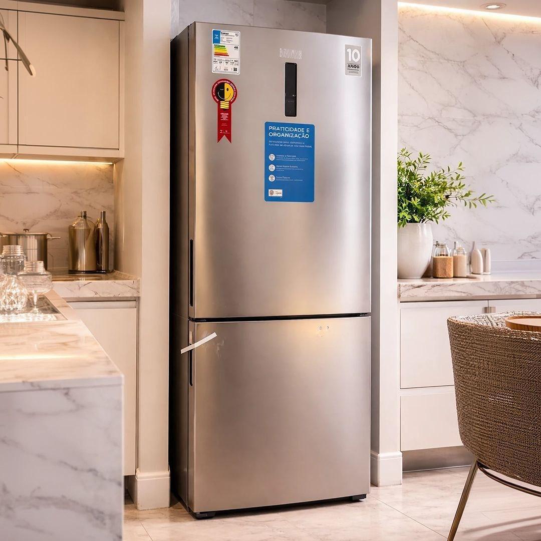Geladeira Midea Inverse Frost Free Inverter Inox 416L Bivolt