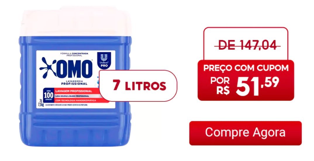 Lava Roupas Lavanderia Pro Líquido 7L Omo
