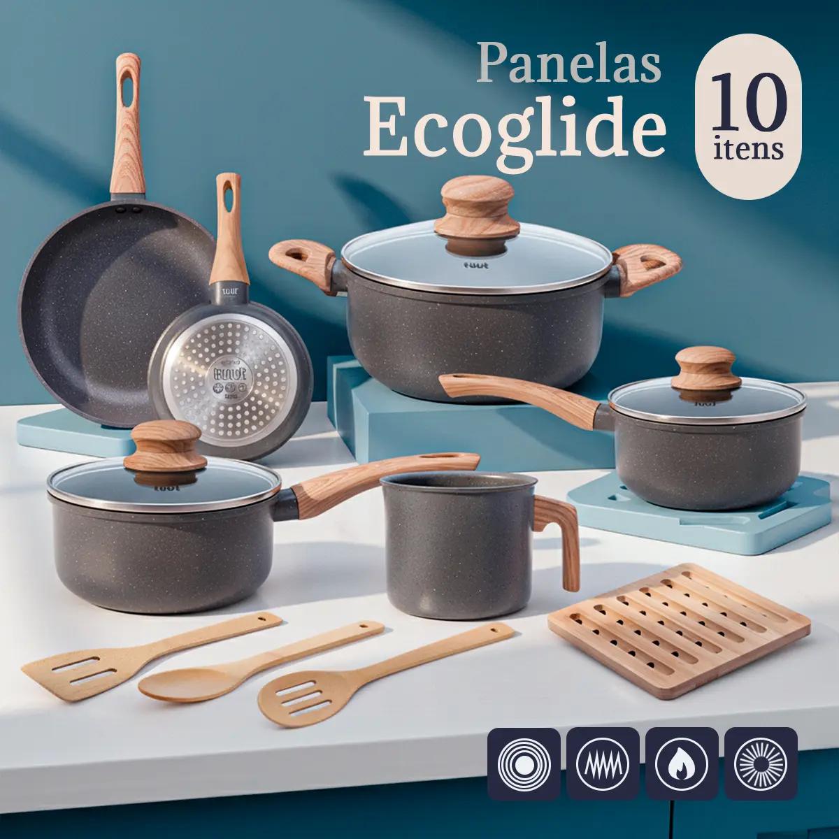 Jogo de Panelas Indução Antiaderente Cerâmica 10 Peças PPG