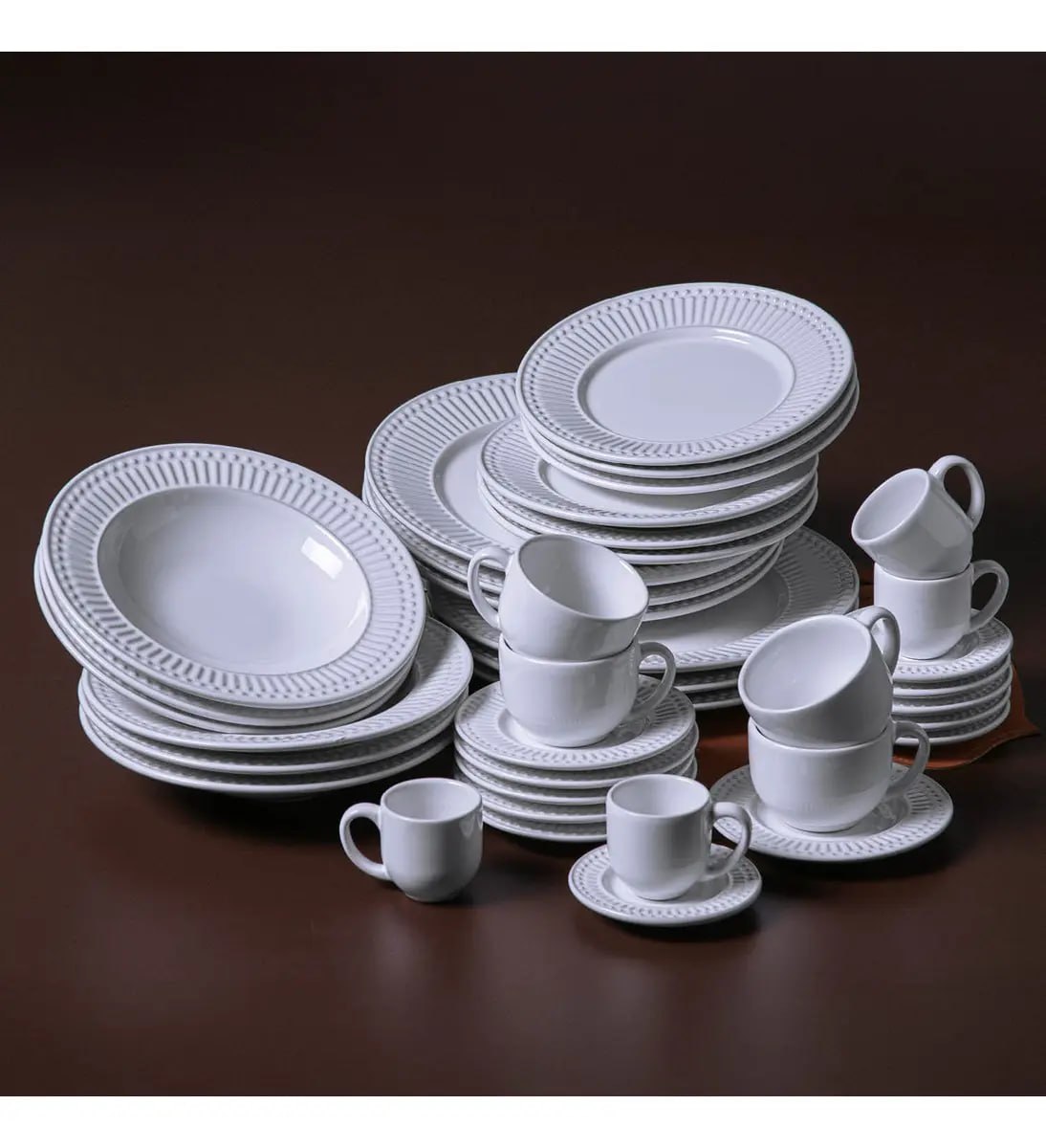 Aparelho de Jantar 30 Peças Porto Brasil Cerâmica Branco Linha Roma