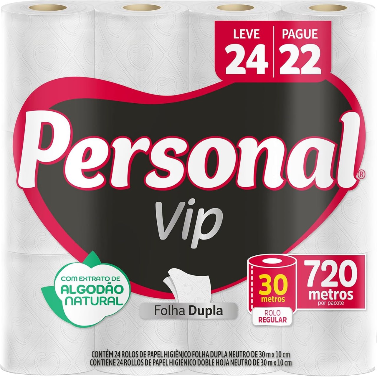 Papel Higiênico Folha Dupla Branco 10 Pacotes 240 Rolos