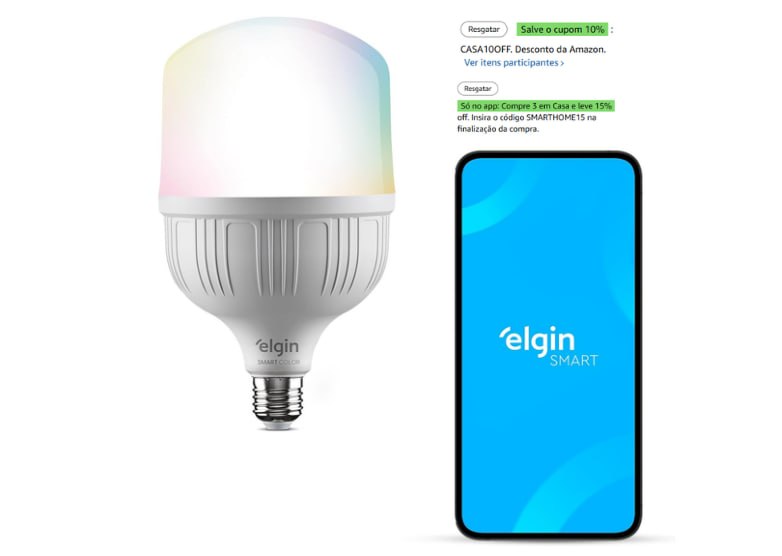Lâmpada Inteligente Elgin 20W RGB Wi-Fi
