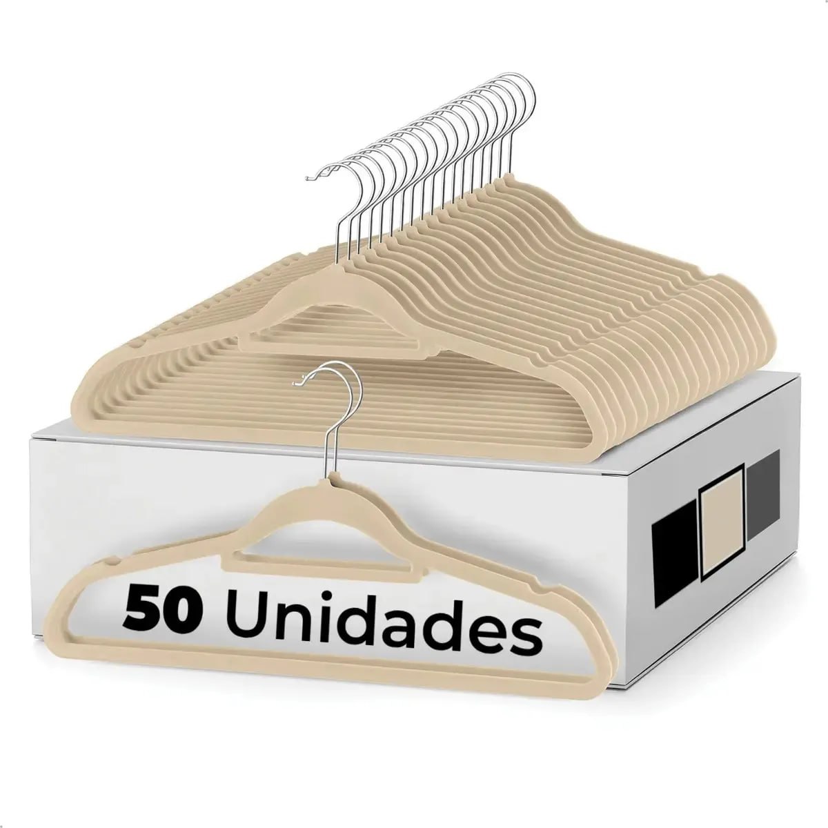 Kit 50 Cabides Adulto Veludo Slim Antideslizante