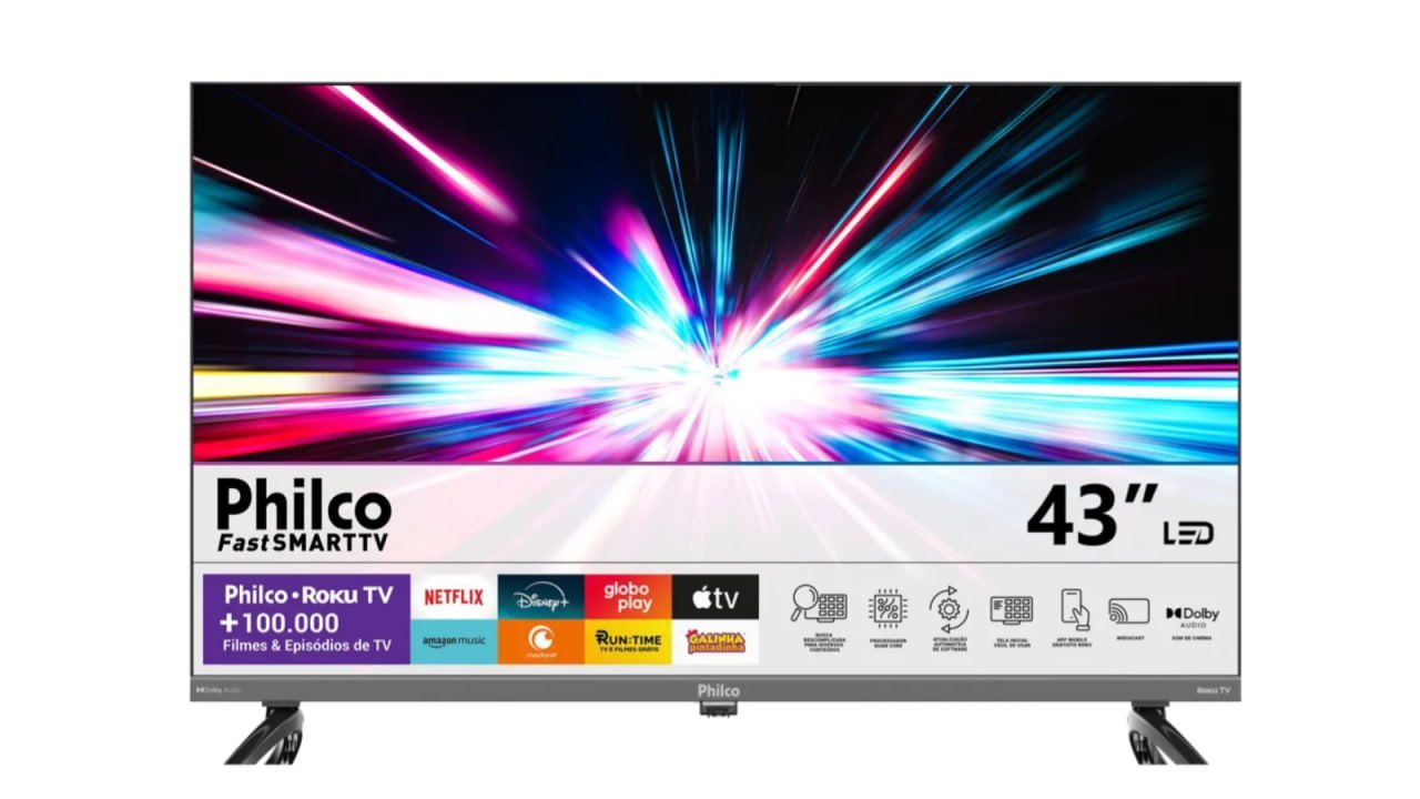 Smart TV Philco 43 polegadas Roku Led Full HD