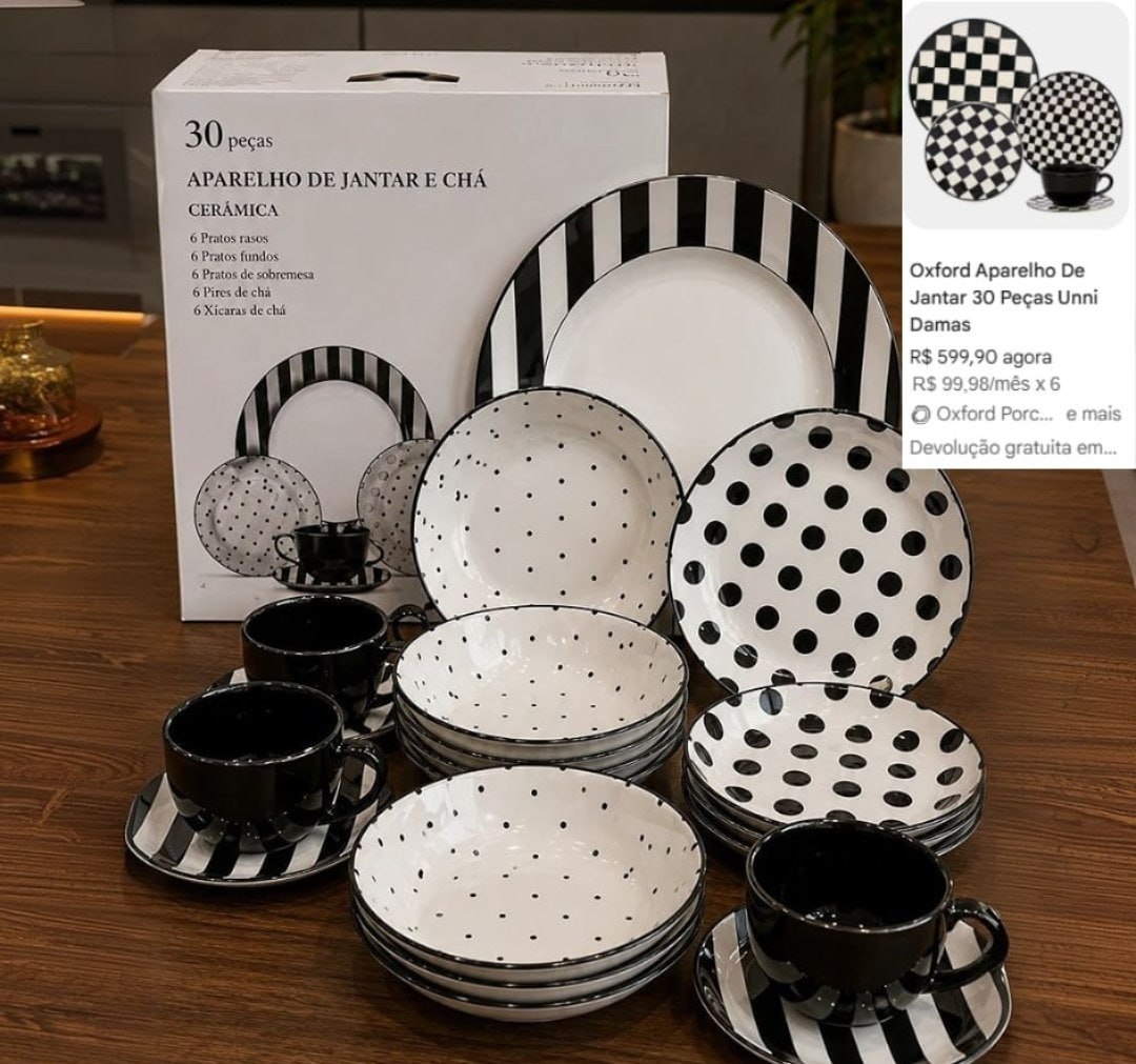 Aparelho de Jantar e Chá 30 Peças Unni Stripes and Dots
