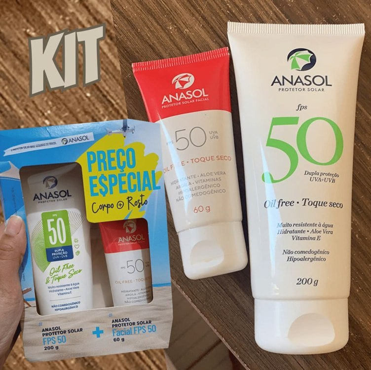 Kit Anasol Protetor Solar Facial 60g + Corporal 200g FPS 50