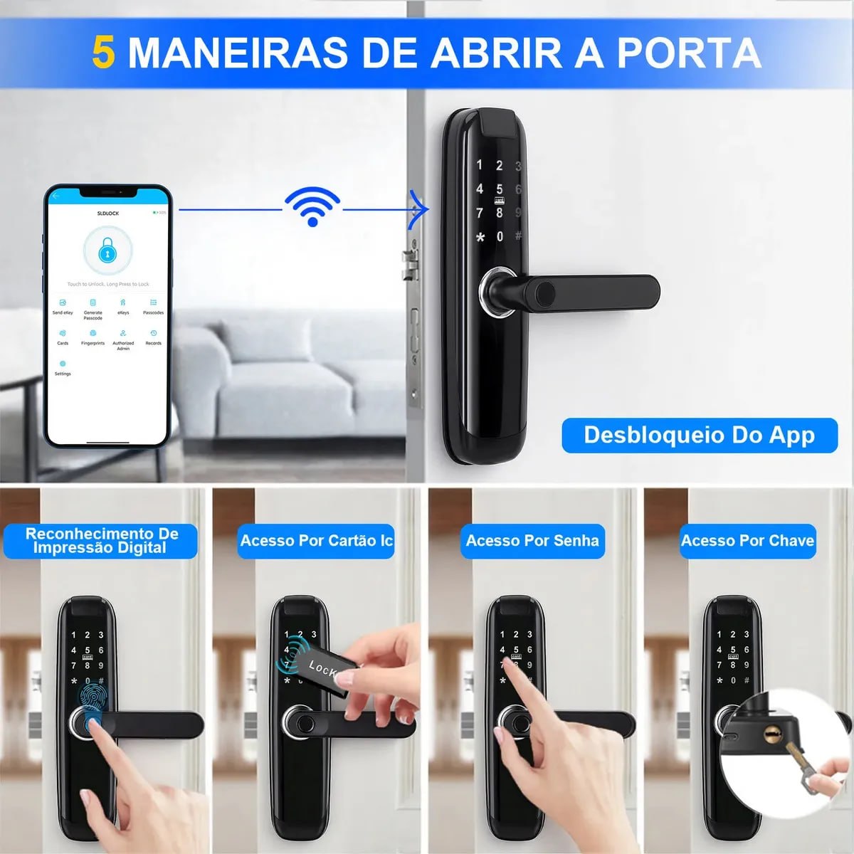 Fechadura Digital Biométrica Tuya Com Wi-Fi