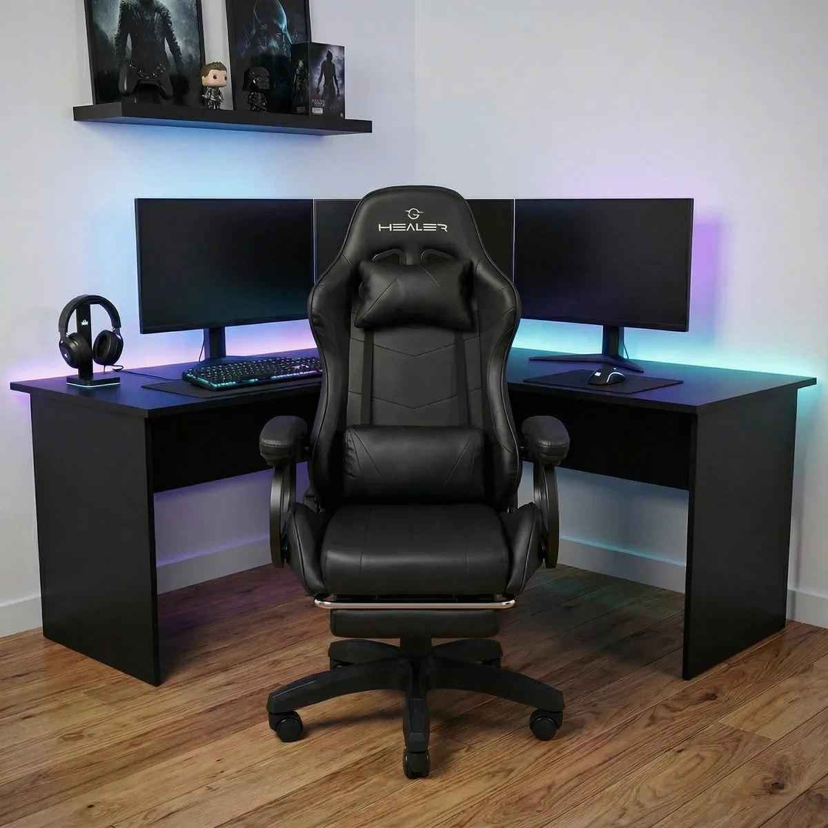 Cadeira Gamer Level Preta com Apoio de Pés