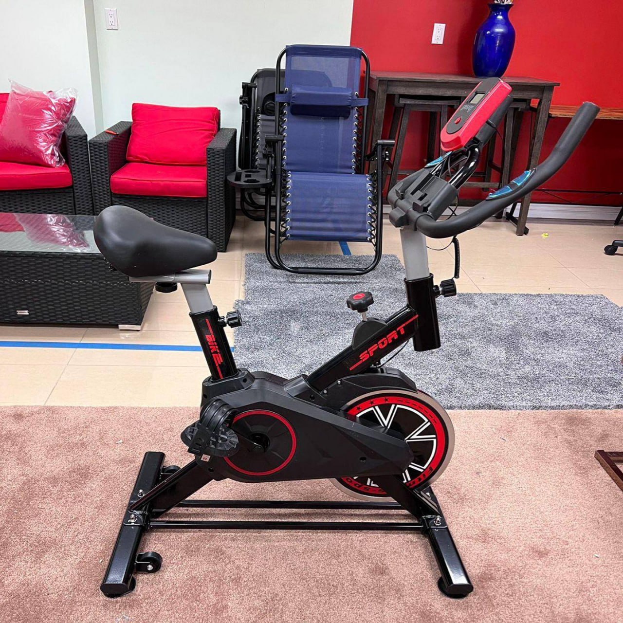 Bicicleta Ergométrica Fitness Sevenfit Preto e Vermelho