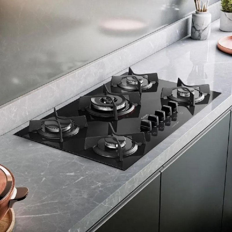 Cooktop a Gás Dako Supreme 5 Bocas Tripla Chama Preto Bivolt