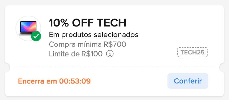 Cupom Mercado Livre 10% OFF em Tecnologia