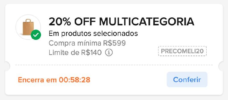 Cupom Mercado Livre 20% OFF Selecionados