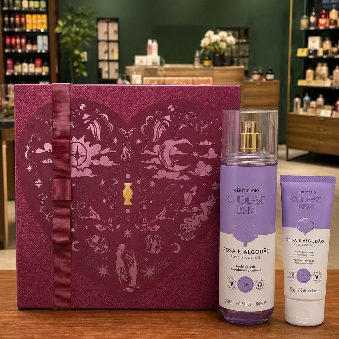 Combo Cuide-se Bem Rosa E Algodão - Body Splash + Antitranspirante