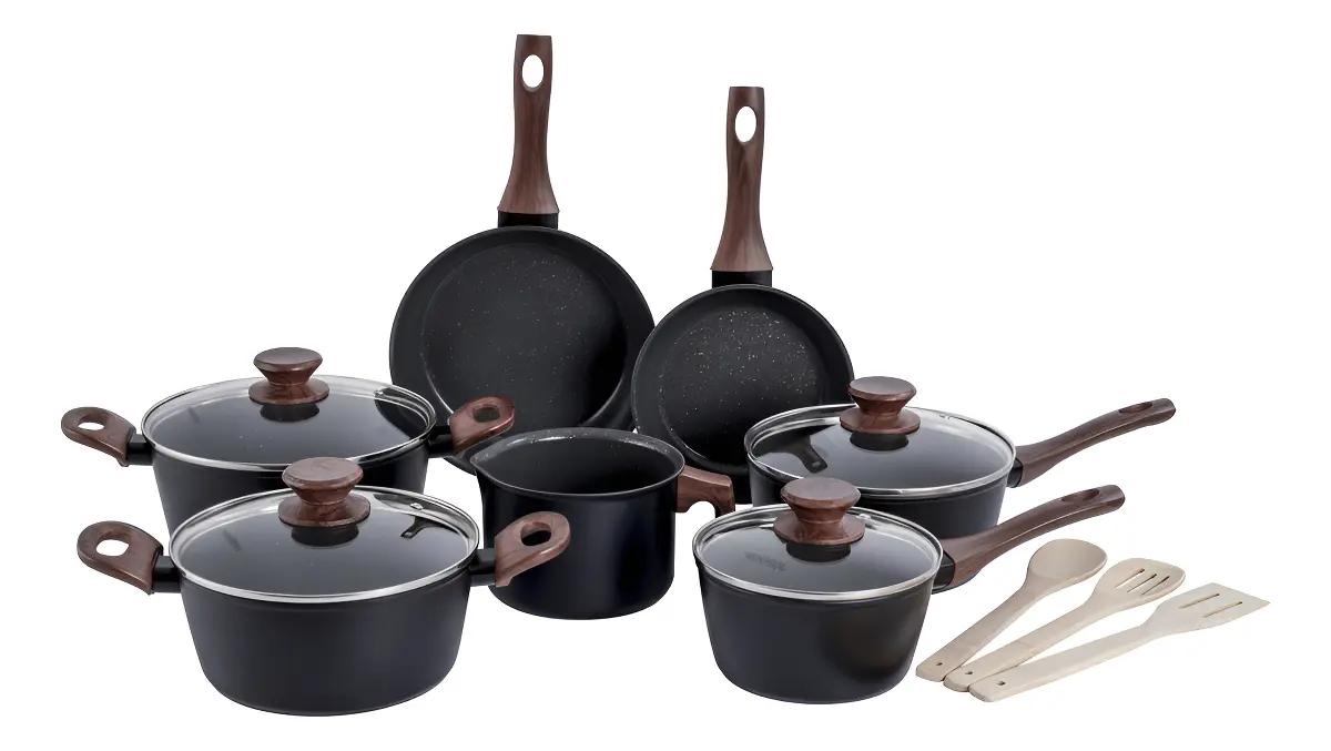 Jogo de Panelas Mimo Style Cook 10 Peças Indução Preto