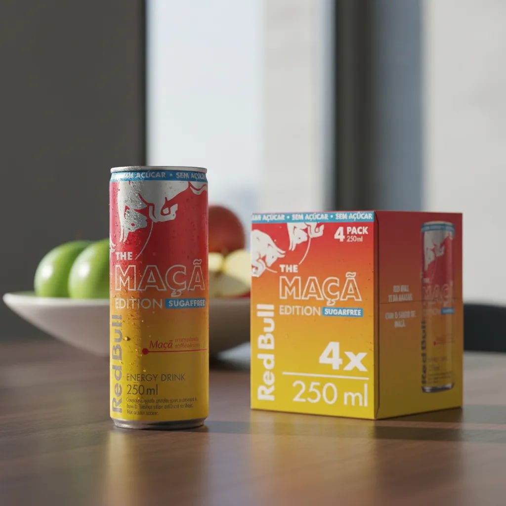 Pack 4 Latas Red Bull Maçã Sem Açúcar 250ml