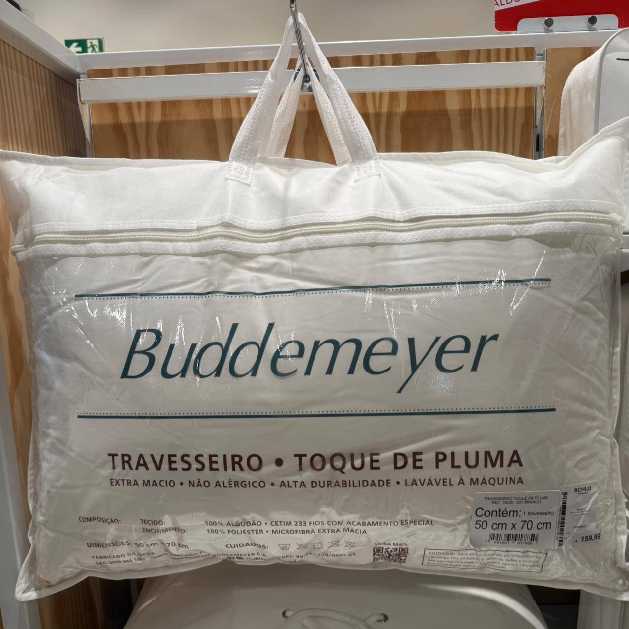 Travesseiro Branco Toque de Pluma Buddemeyer 50x70cm Algodão