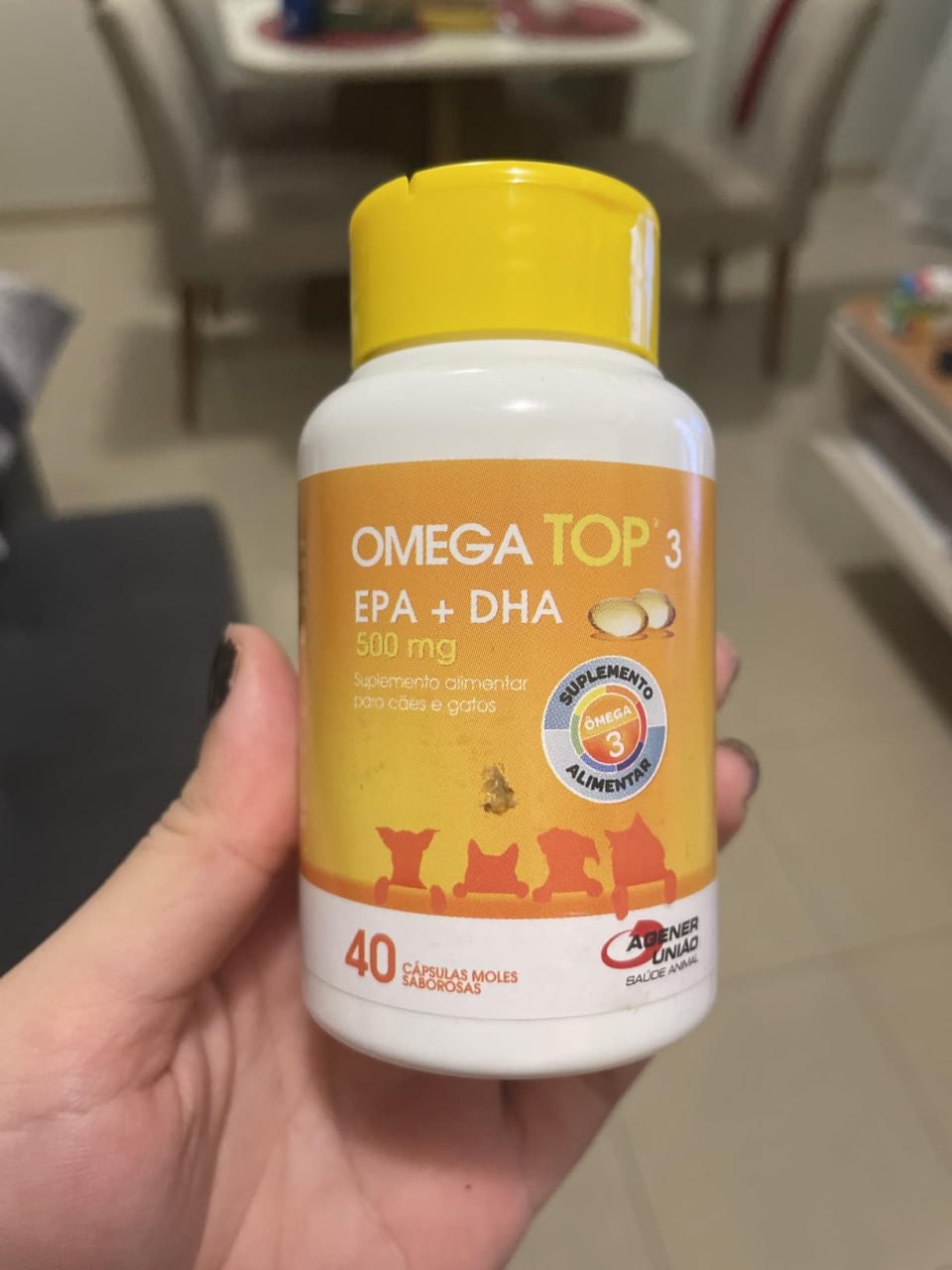 Suplemento Agener Ômega Top 3 para Cães e Gatos 40 Cápsulas 500mg