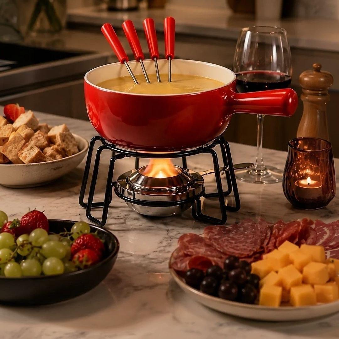 Jogo Conjunto Panela Para Fondue Em Cerâmica 8 Peças 700ml