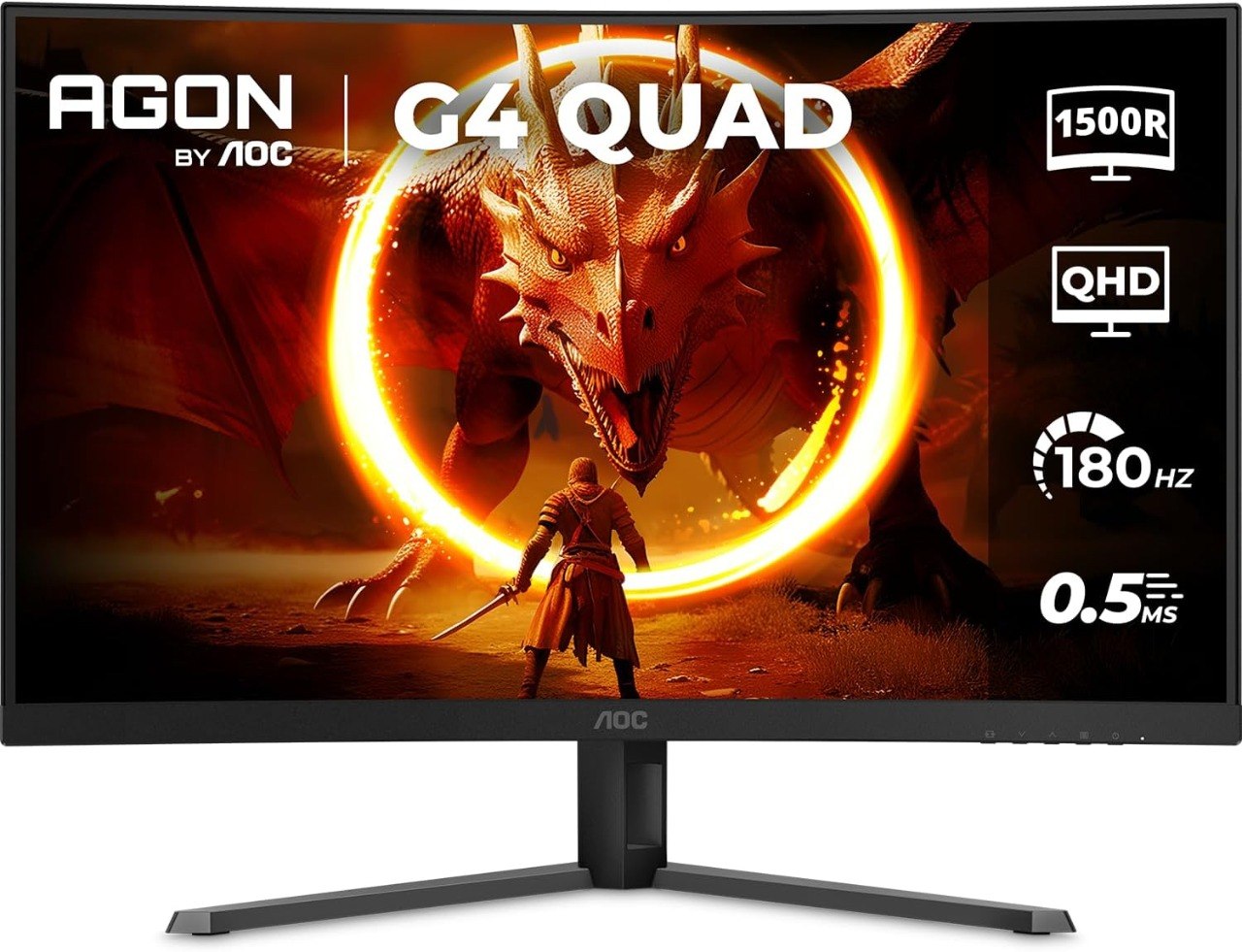 Monitor Gamer Curvo AOC AGON QUAD 32" 180Hz 0,5ms HDR10