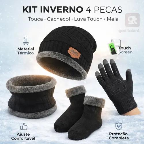 Kit Inverno Unissex - Touca, Luva, Cachecol e Meia Térmica