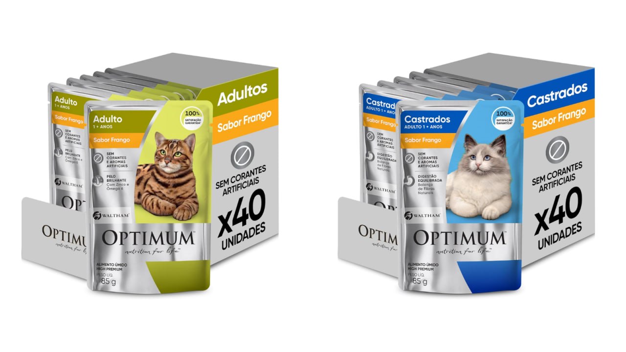 Pack 40 Sachês Optimum Gatos Adultos 85g
