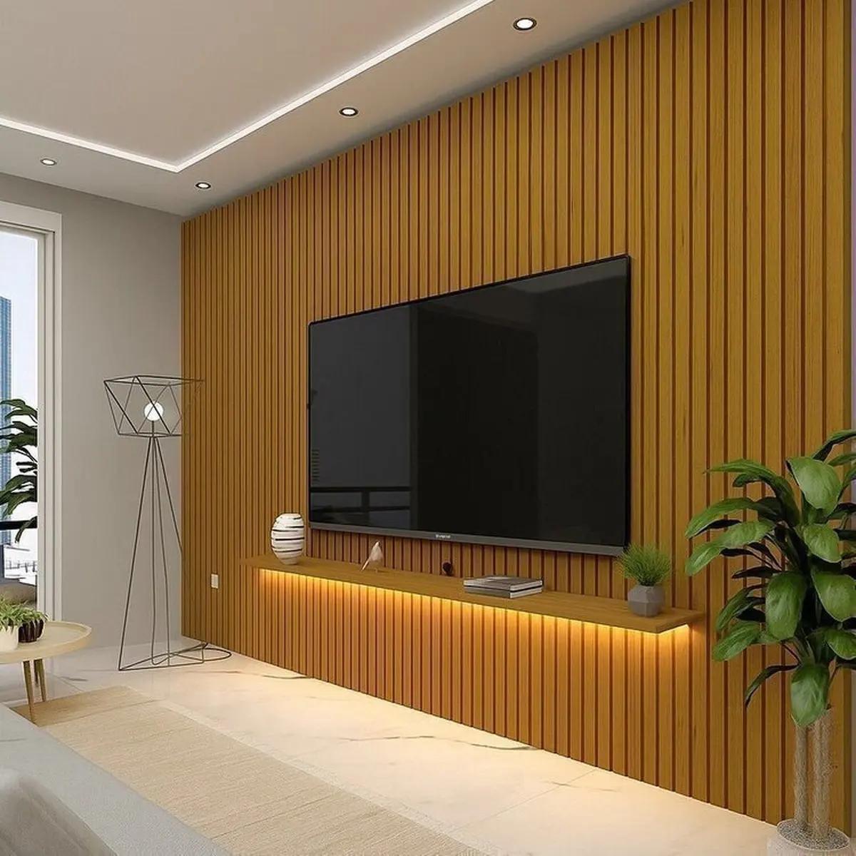 Painel Ripado com LED Para TV Até 90 polegadas MDF