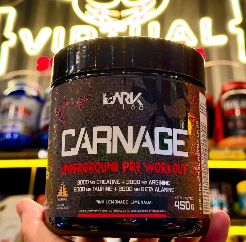 Pré-Treino Carnage Pink Lemonade com Creatina Dark Lab 450g