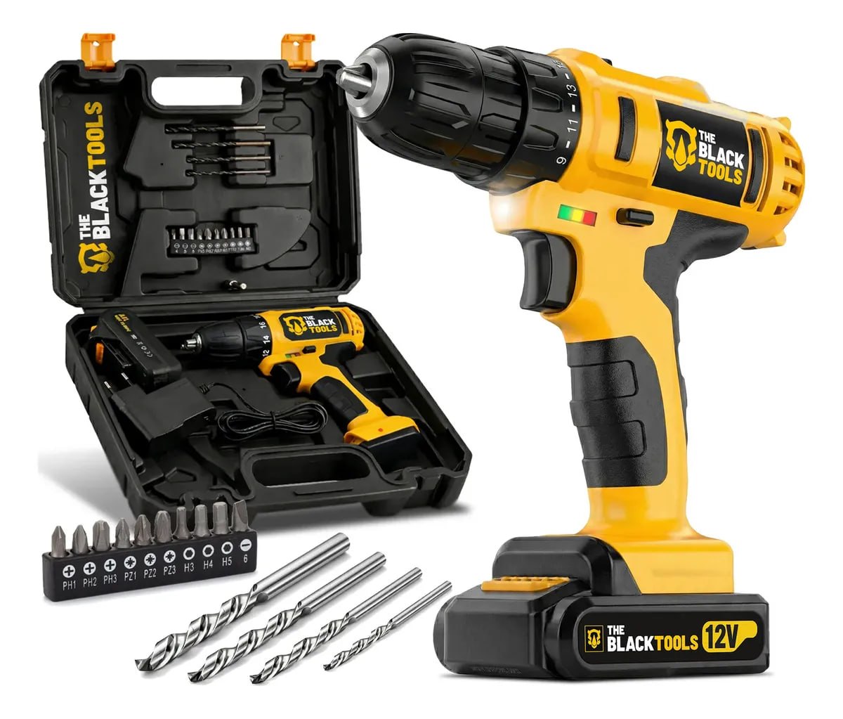 Parafusadeira e Furadeira Black Tools 12V com Maleta