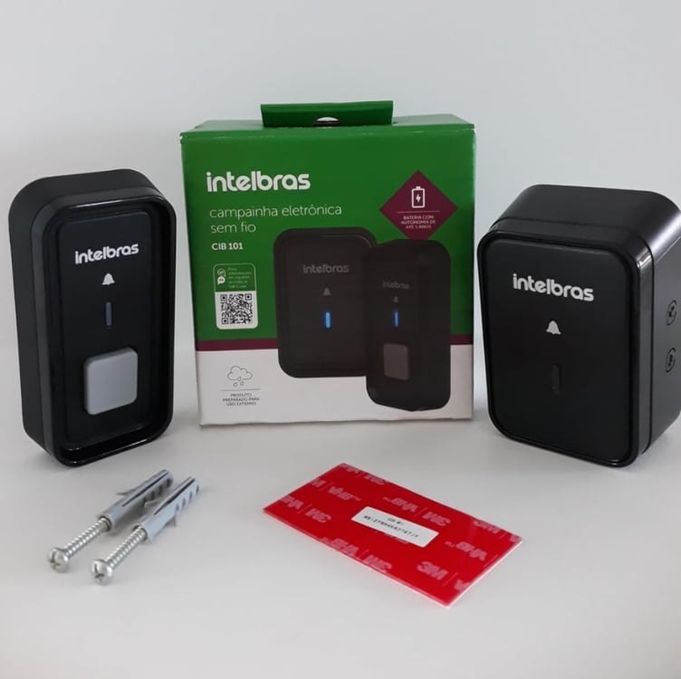 Campainha Sem Fio com Bateria CIB 101 Preta Intelbras