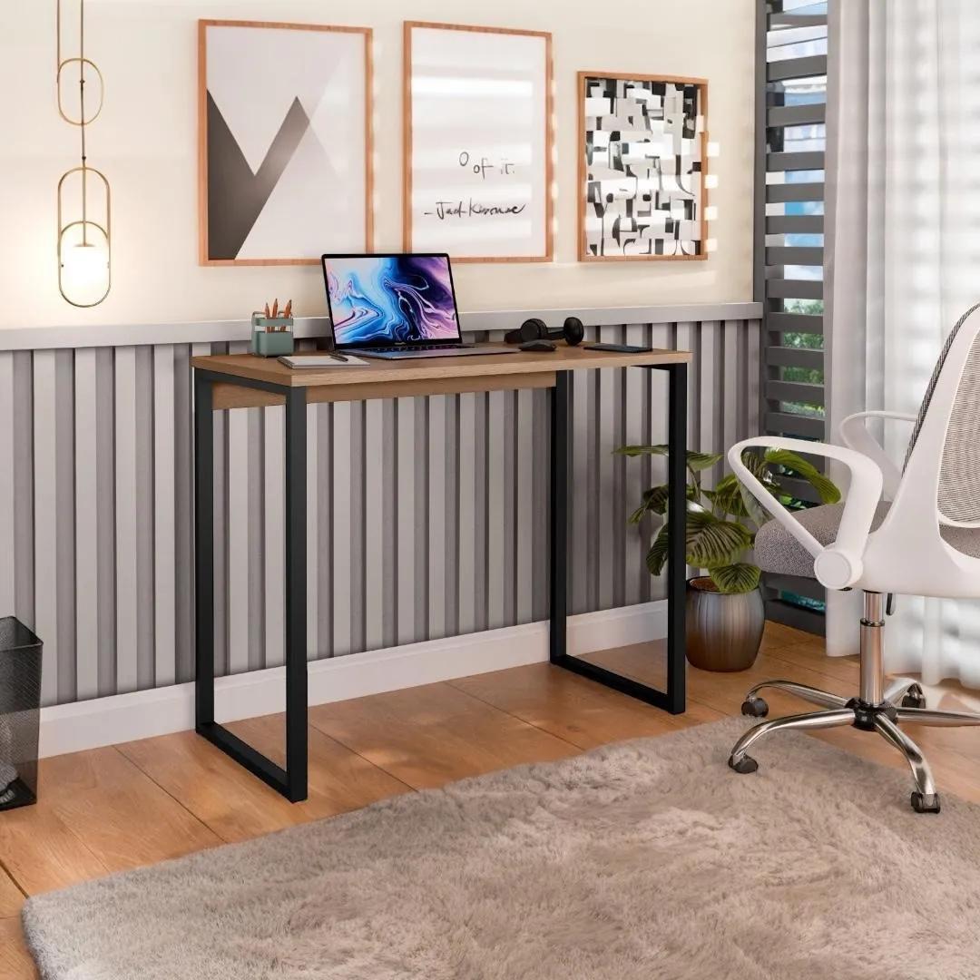 Escrivaninha Industrial Mesa Estudo Aço MDF