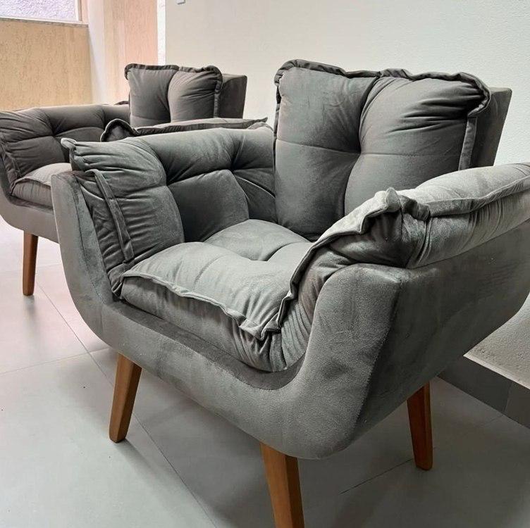Poltrona Decorativa Opala Suede Para Sala