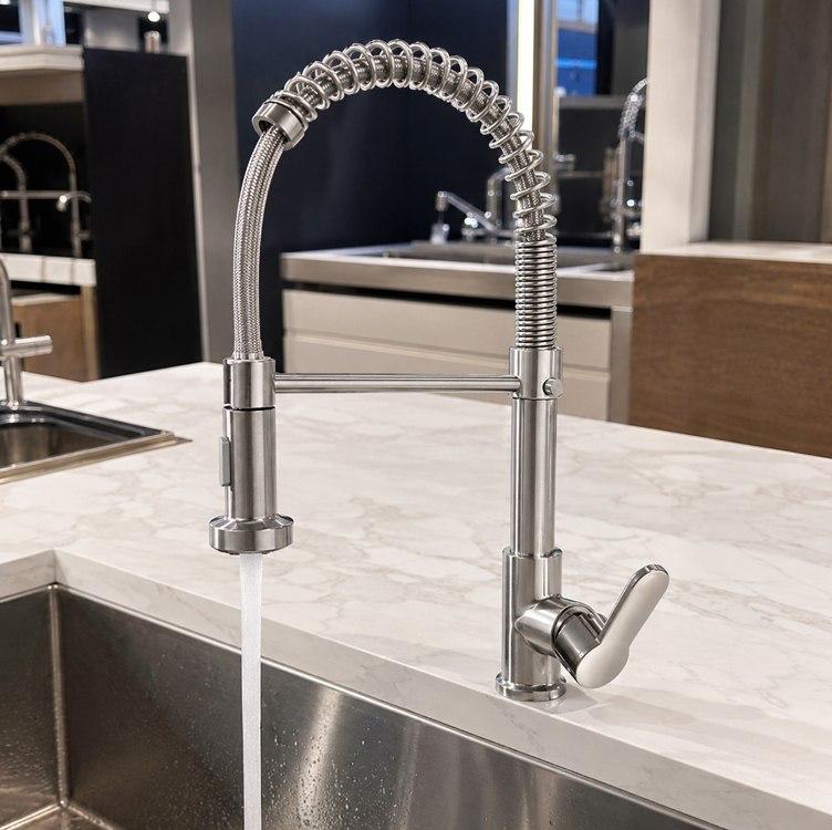 Torneira Cozinha Gourmet Bancada Flexível Monocomando B22 Prateada