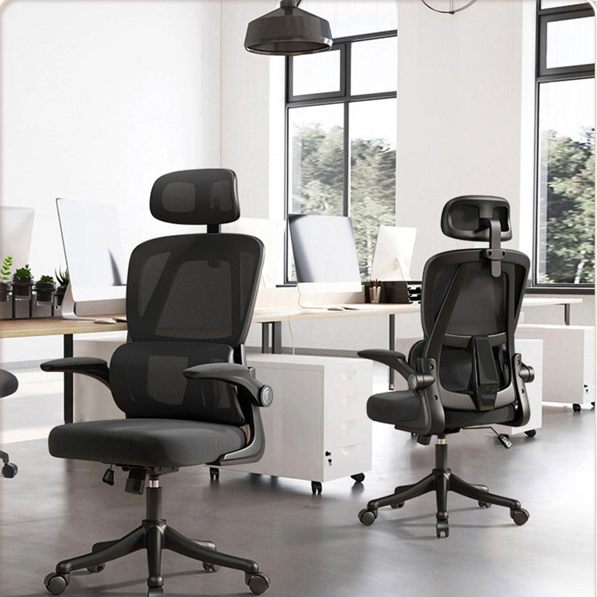 Cadeira de Escritório Ergonômica com Apoio Lombar e Braços Retráteis