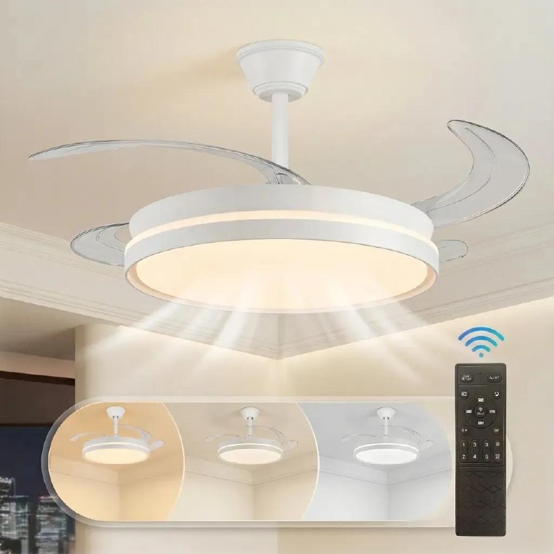 Ventilador de Teto Retrátil 42" LED Brilho Ajustável 30W